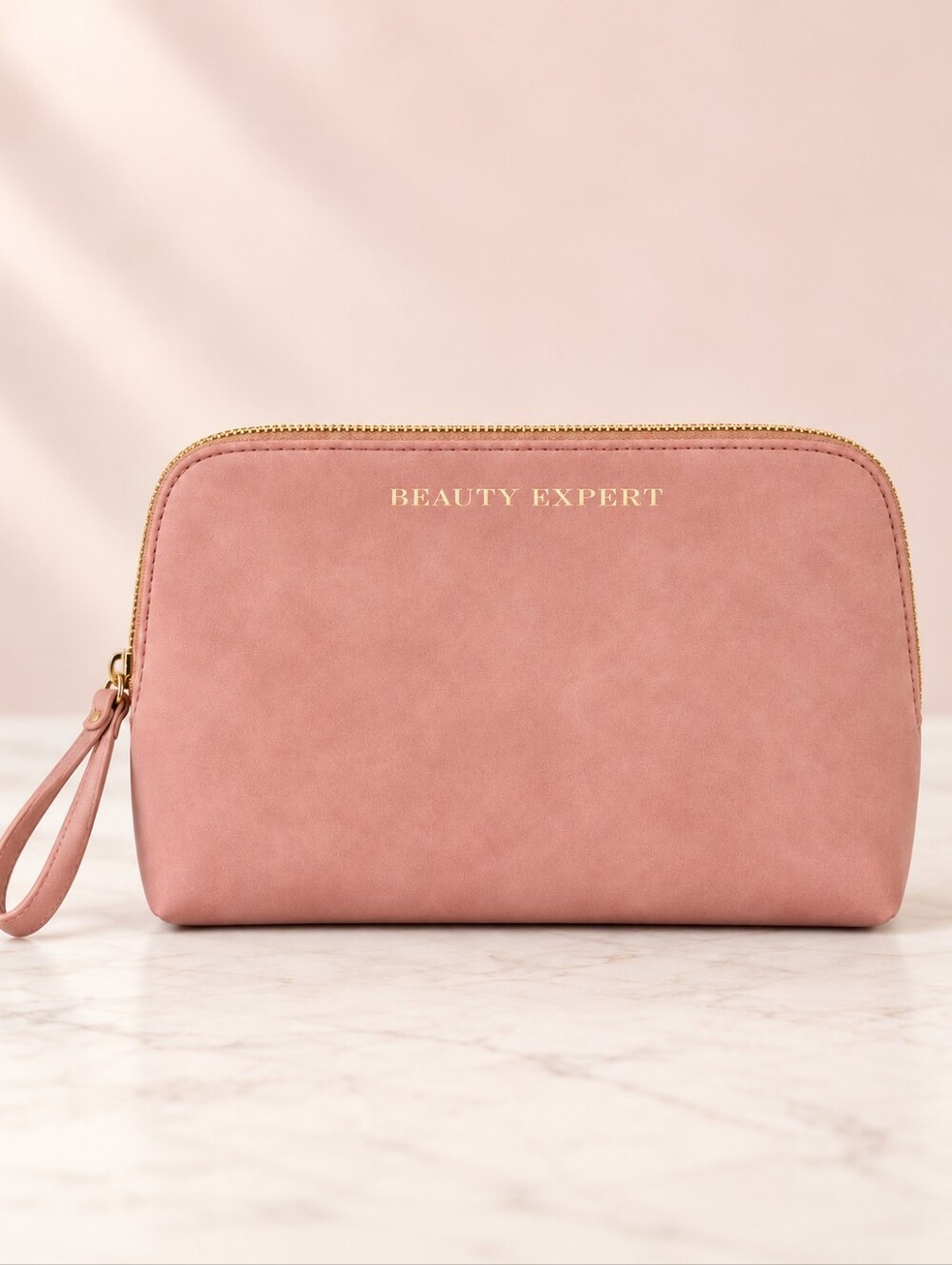 Beauty Expert Blush Pink Makeup Bag Travel Cosmetic Wristlet Pouch